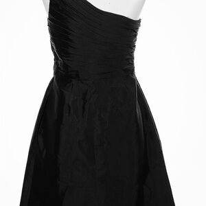 Monique Lhuillier ML Silk Taffeta One Shoulder Mini Dress Wedding Grey Size 4